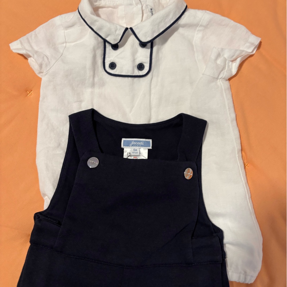 Jacadi Navy Baby Overalls 6 months